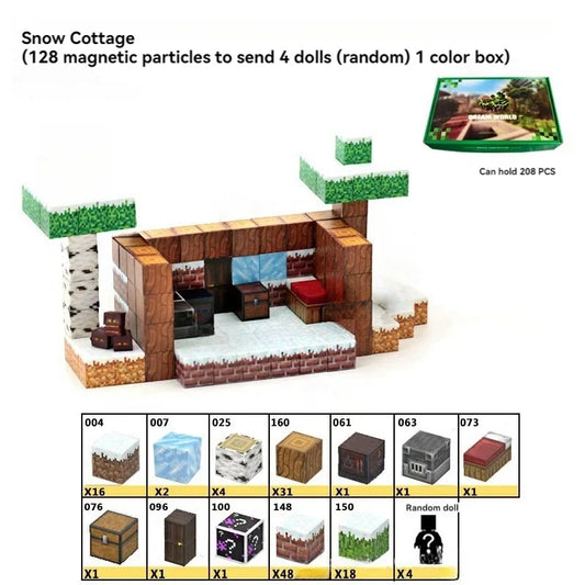 Magnetic Bulding Blocks Minecrafted Snow Cottage Set 128 pcs