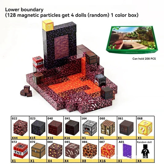 Magnetic Bulding Blocks Minecrafted Lower Boundary Set 128 pcs