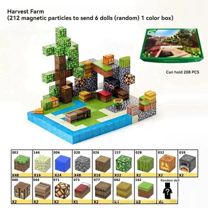 Magnetic Bulding Blocks Minecrafted Harvest Farm Set 212pcs