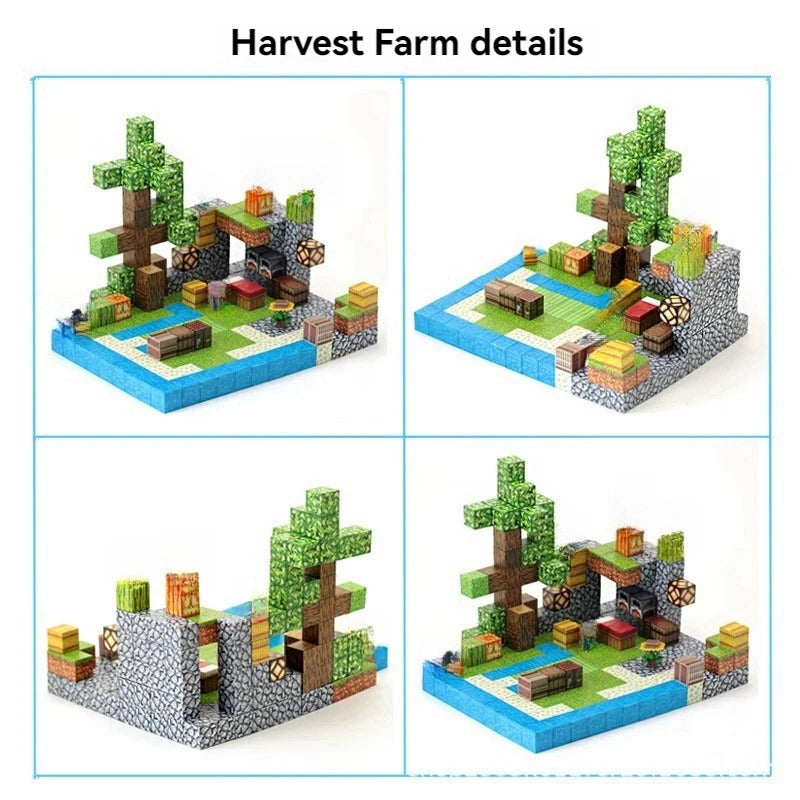 Magnetic Bulding Blocks Minecrafted Harvest Farm Set 212pcs