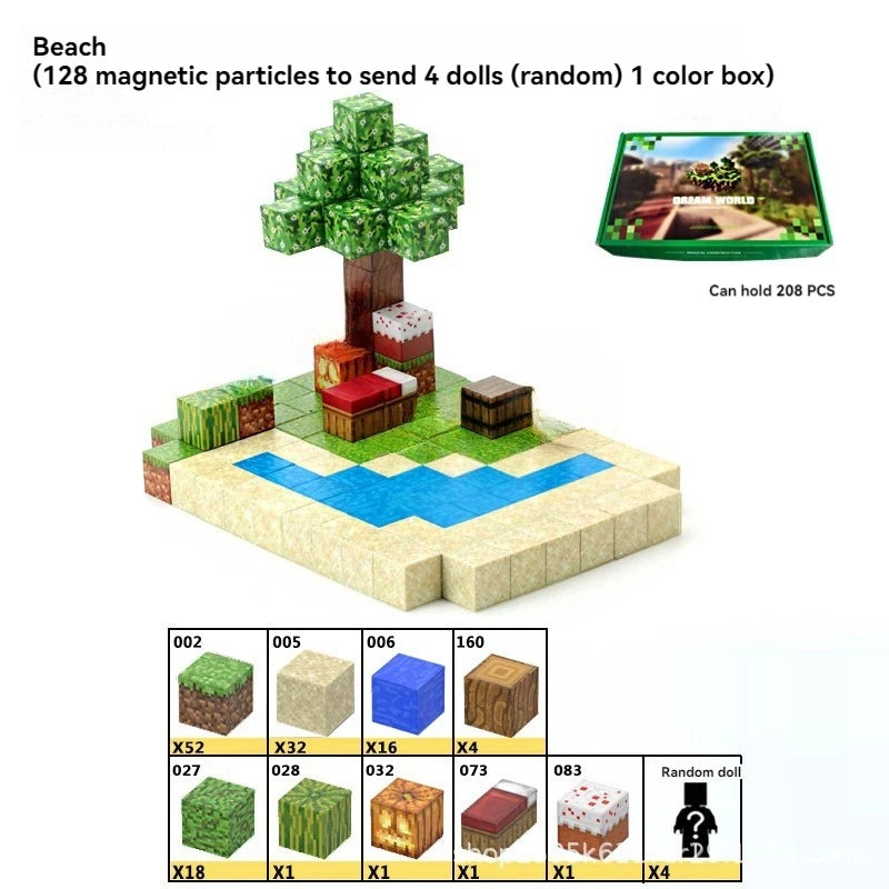 Magnetic Bulding Blocks Minecrafted Beach Set 128 pcs