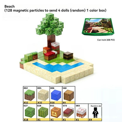 Magnetic Bulding Blocks Minecrafted Beach Set 128 pcs